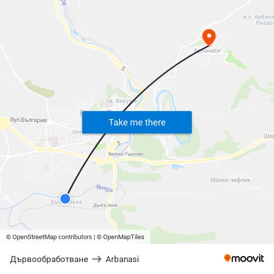 Дървообработване to Arbanasi map