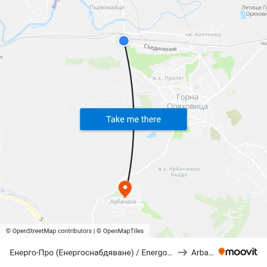 Енерго-Про (Енергоснабдяване) / Energo-Pro (Power Supply) to Arbanasi map