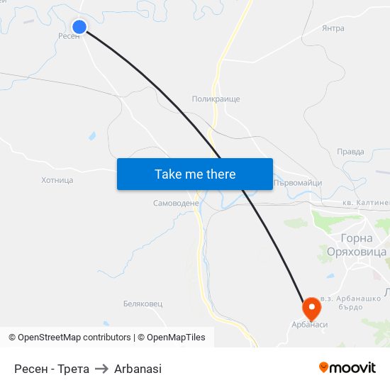 Ресен - Трета / Resen - Third to Arbanasi map