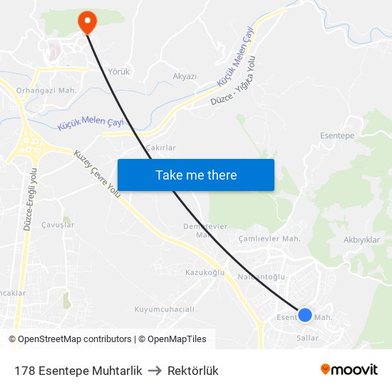 178 Esentepe Muhtarlik to Rektörlük map