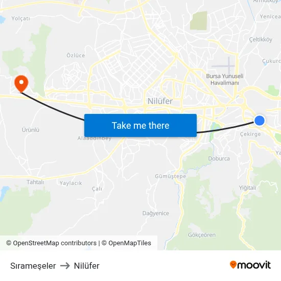 Sırameşeler to Nilüfer map