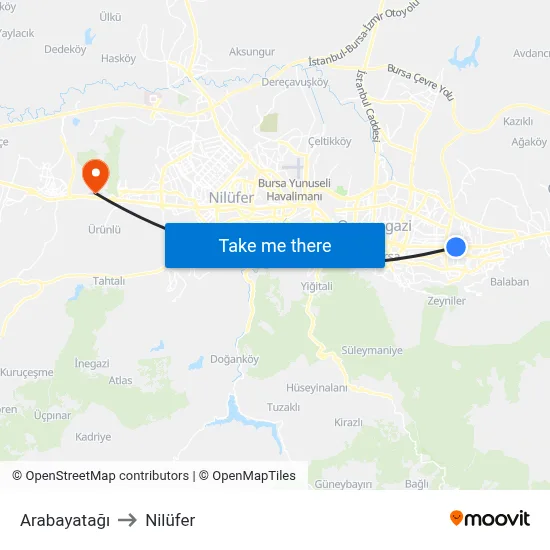 Arabayatağı to Nilüfer map