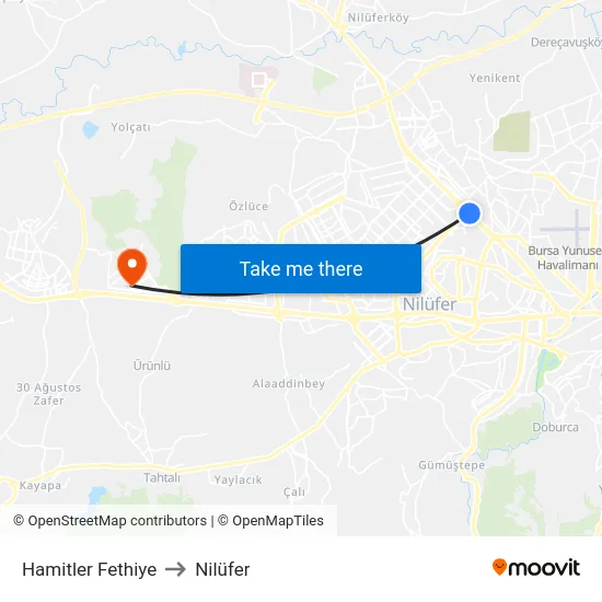 Hamitler Fethiye to Nilüfer map