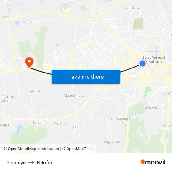 İhsaniye to Nilüfer map