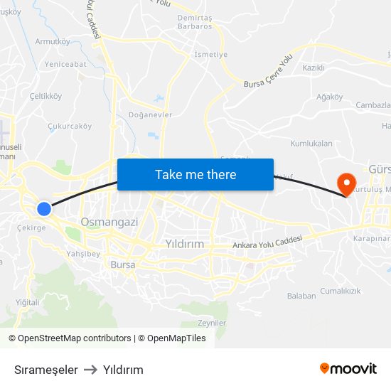 Sırameşeler to Yıldırım map
