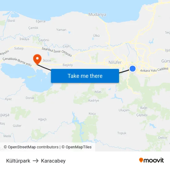 Kültürpark to Karacabey map