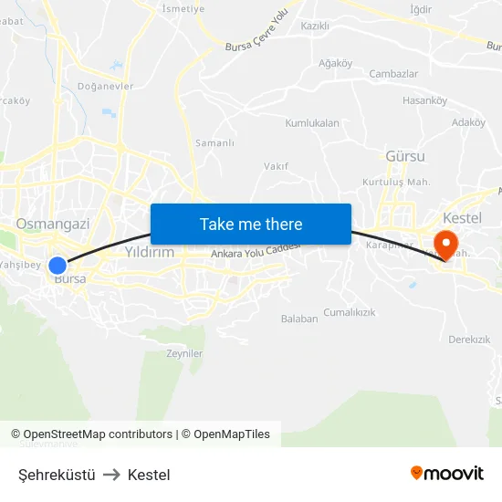 Şehreküstü to Kestel map