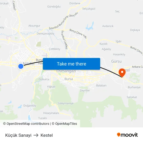 Küçük Sanayi to Kestel map