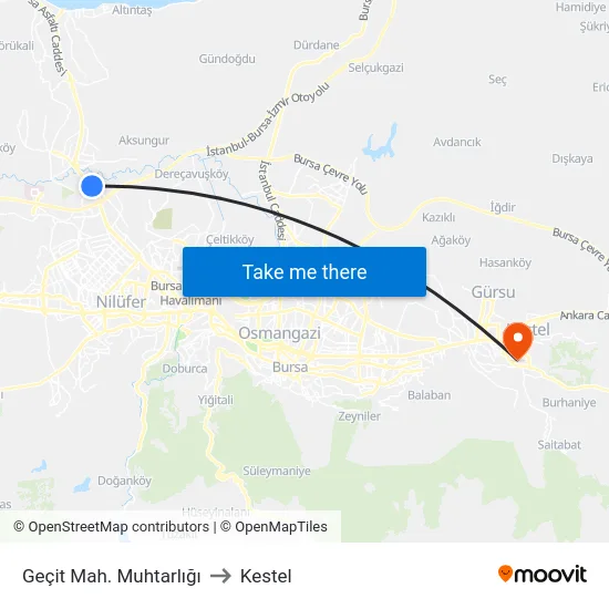 Geçit Mah. Muhtarlığı to Kestel map