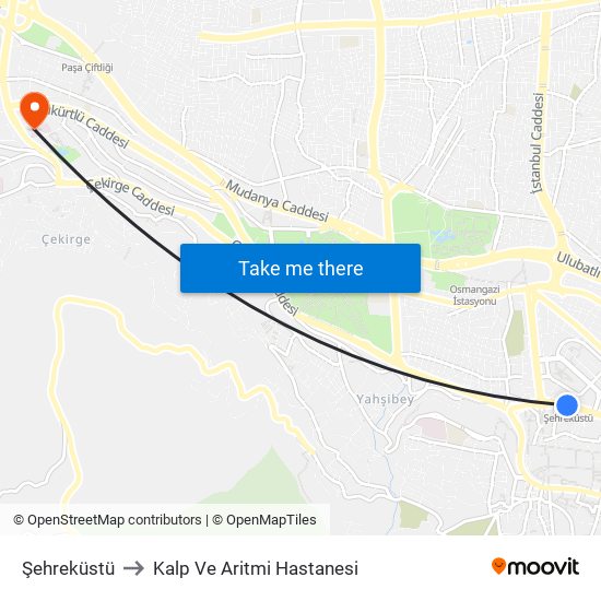 Şehreküstü to Kalp Ve Aritmi Hastanesi map