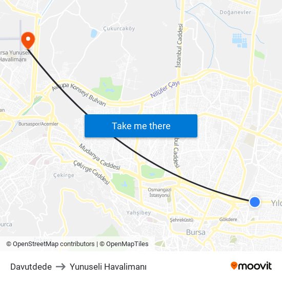 Davutdede to Yunuseli Havalimanı map