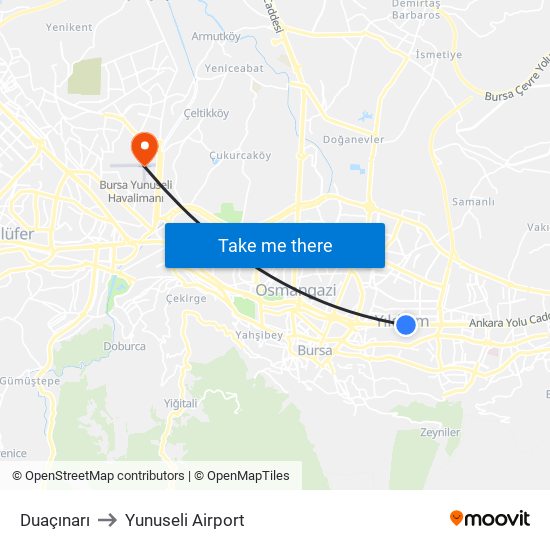 Duaçınarı to Yunuseli Airport map