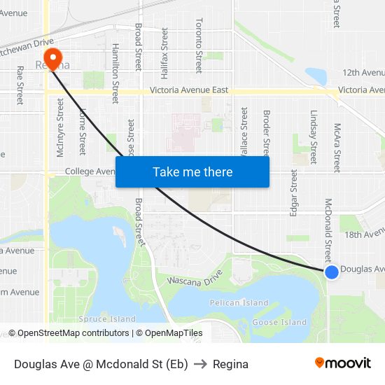 Douglas Ave @ Mcdonald St (Eb) to Regina map