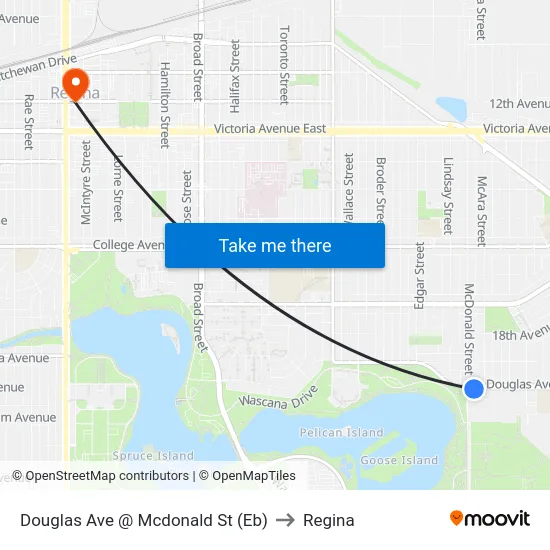 Douglas Ave @ Mcdonald St (Eb) to Regina map