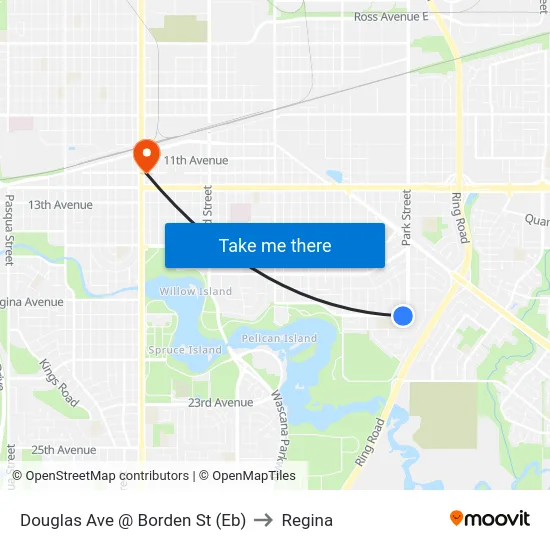 Douglas Ave @ Borden St (Eb) to Regina map