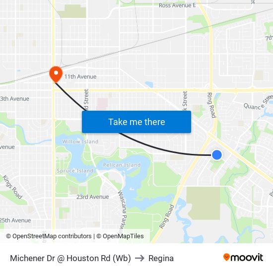 Michener Dr @ Houston Rd (Wb) to Regina map