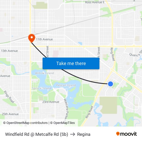 Windfield Rd @ Metcalfe Rd (Sb) to Regina map