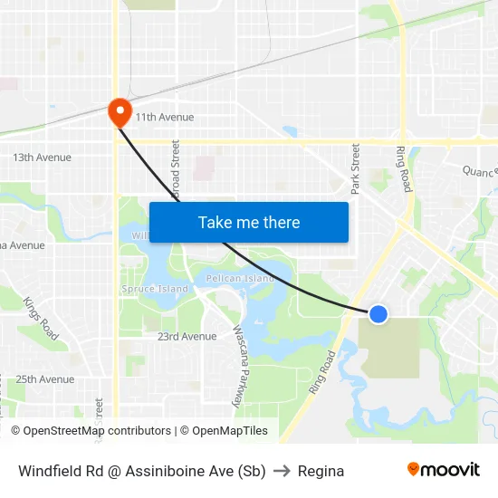 Windfield Rd @ Assiniboine Ave (Sb) to Regina map