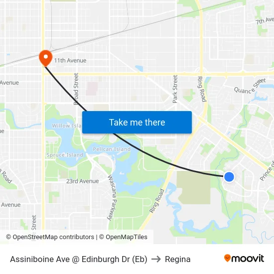 Assiniboine Ave @ Edinburgh Dr (Eb) to Regina map