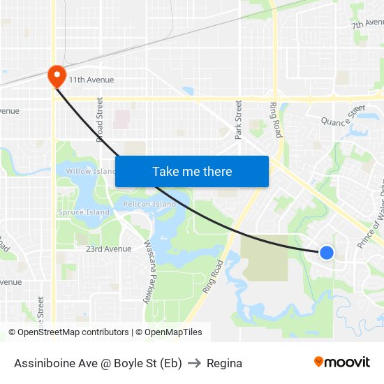 Assiniboine Ave @ Boyle St (Eb) to Regina map