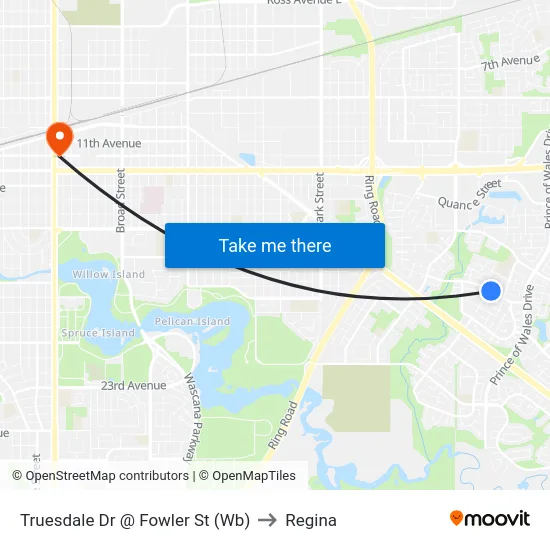 Truesdale Dr @ Fowler St (Wb) to Regina map