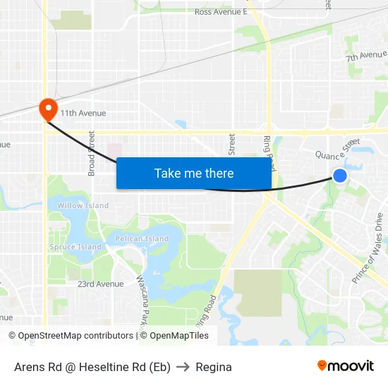 Arens Rd @ Heseltine Rd (Eb) to Regina map