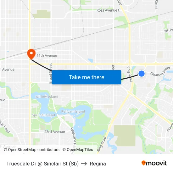 Truesdale Dr @ Sinclair St (Sb) to Regina map