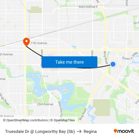 Truesdale Dr @ Longworthy Bay (Sb) to Regina map