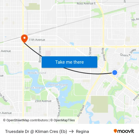 Truesdale Dr @ Kliman Cres (Eb) to Regina map