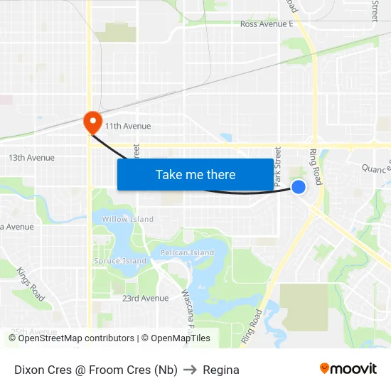 Dixon Cres @ Froom Cres (Nb) to Regina map