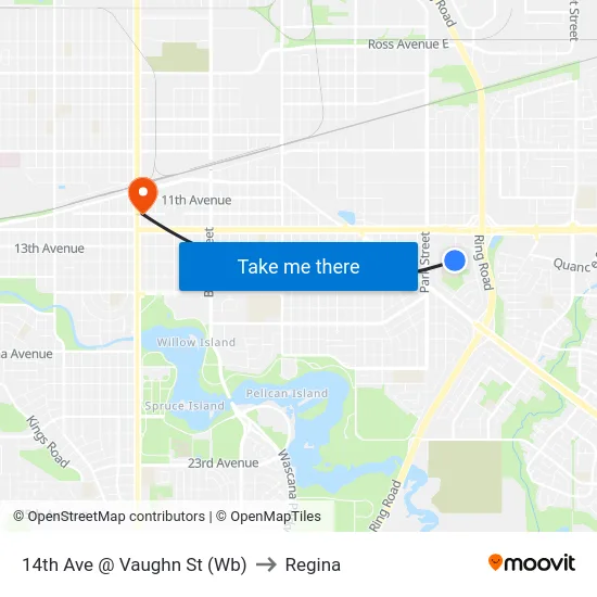 14th Ave @ Vaughn St (Wb) to Regina map
