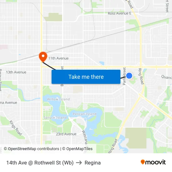 14th Ave @ Rothwell St (Wb) to Regina map