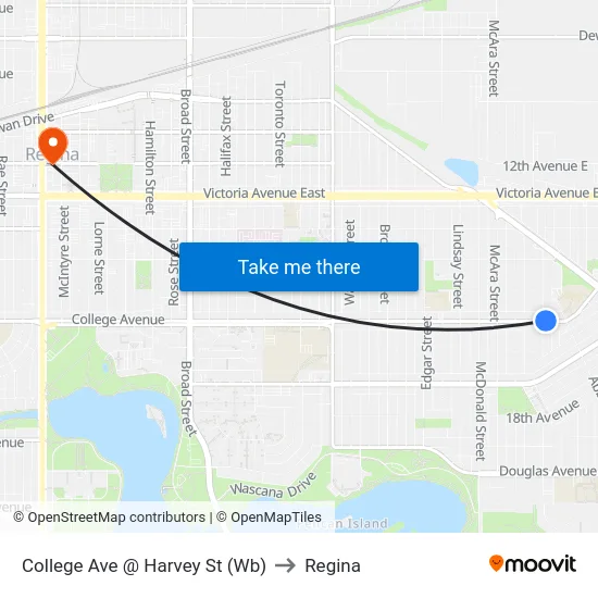 College Ave @ Harvey St (Wb) to Regina map
