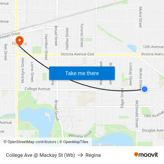 College Ave @ Mackay St (Wb) to Regina map