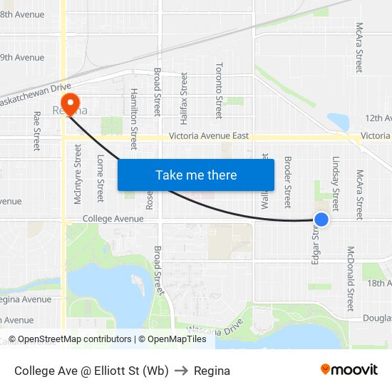 College Ave @ Elliott St (Wb) to Regina map