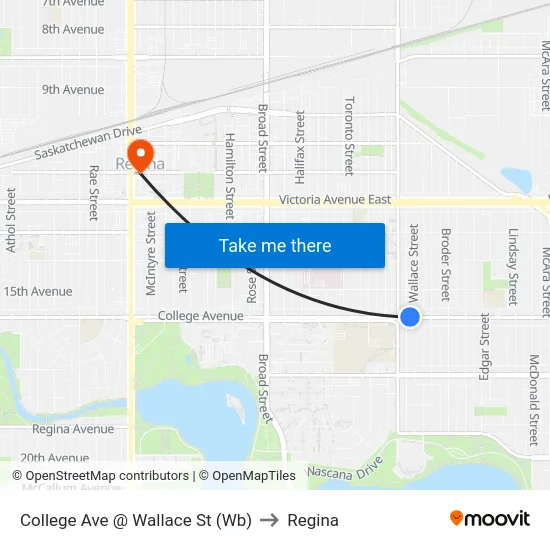 College Ave @ Wallace St (Wb) to Regina map