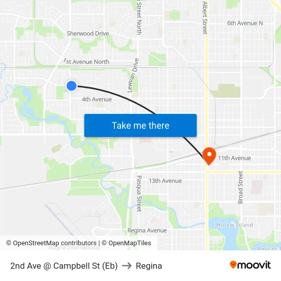 2nd Ave @ Campbell St (Eb) to Regina map