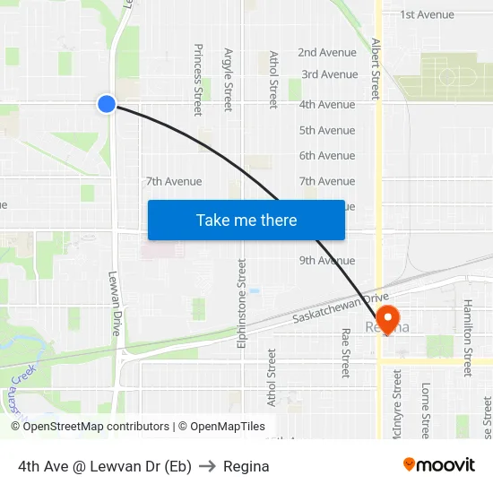4th Ave @ Lewvan Dr (Eb) to Regina map
