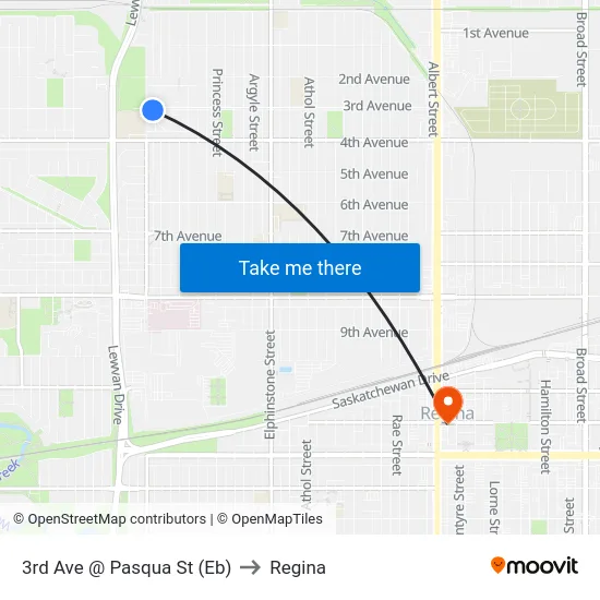 3rd Ave @ Pasqua St (Eb) to Regina map