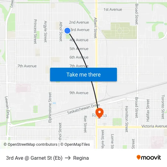 3rd Ave @ Garnet St (Eb) to Regina map