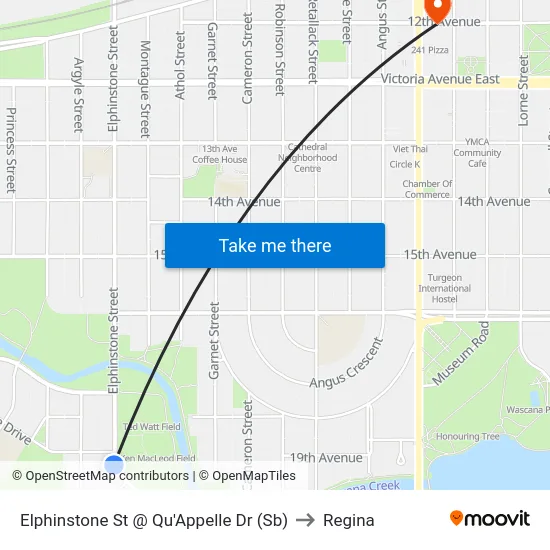Elphinstone St @ Qu'Appelle Dr (Sb) to Regina map