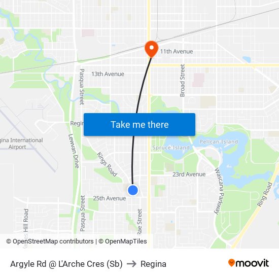 Argyle Rd @ L'Arche Cres (Sb) to Regina map