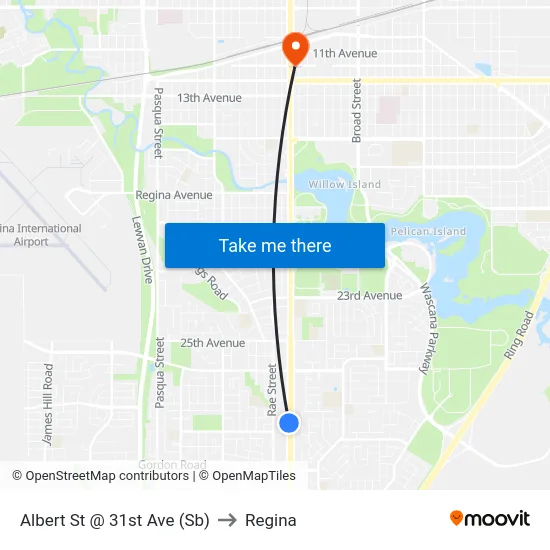 Albert St @ 31st Ave (Sb) to Regina map