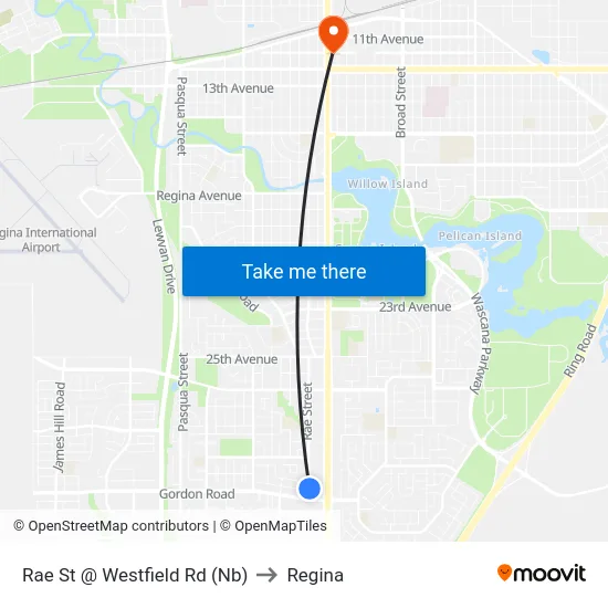 Rae St @ Westfield Rd (Nb) to Regina map