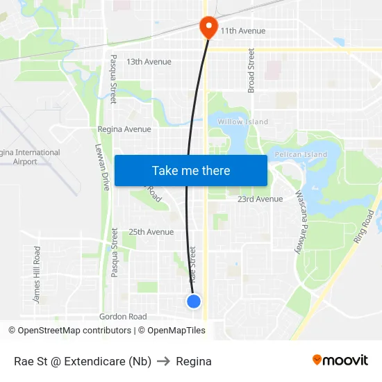 Rae St @ Extendicare (Nb) to Regina map