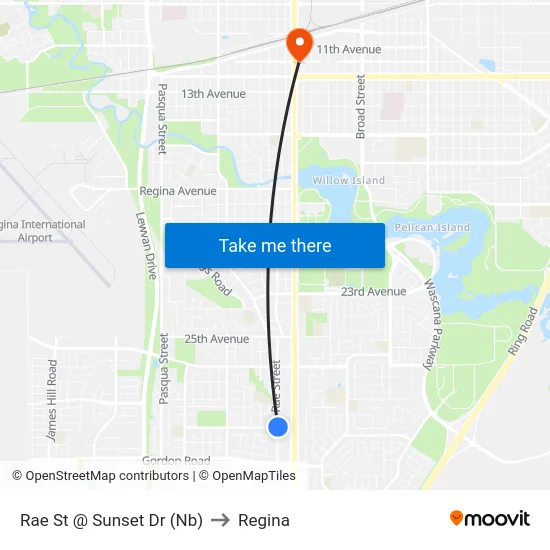 Rae St @ Sunset Dr (Nb) to Regina map