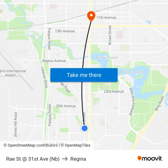 Rae St @ 31st Ave (Nb) to Regina map
