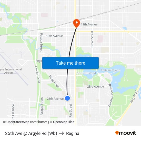 25th Ave @ Argyle Rd (Wb) to Regina map