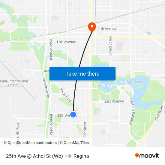25th Ave @ Athol St (Wb) to Regina map