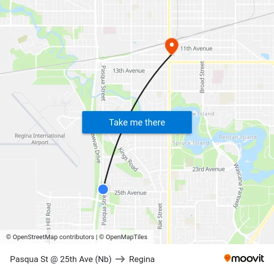Pasqua St @ 25th Ave (Nb) to Regina map